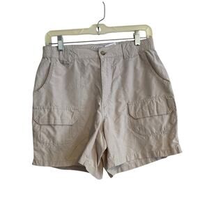Columbia Off White Ivory Cotton Nylon Camping Utility Cargo Shorts Size 8